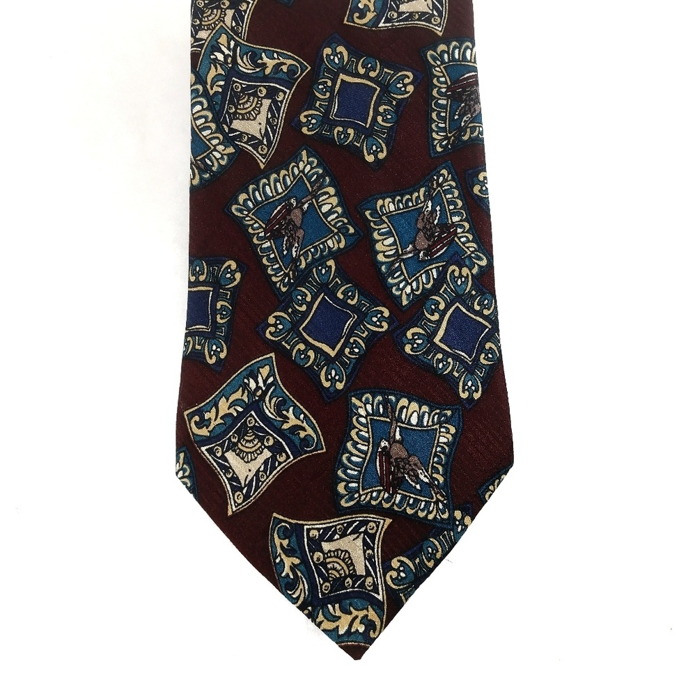 Salvatori men's silk tie in burgundy and blue